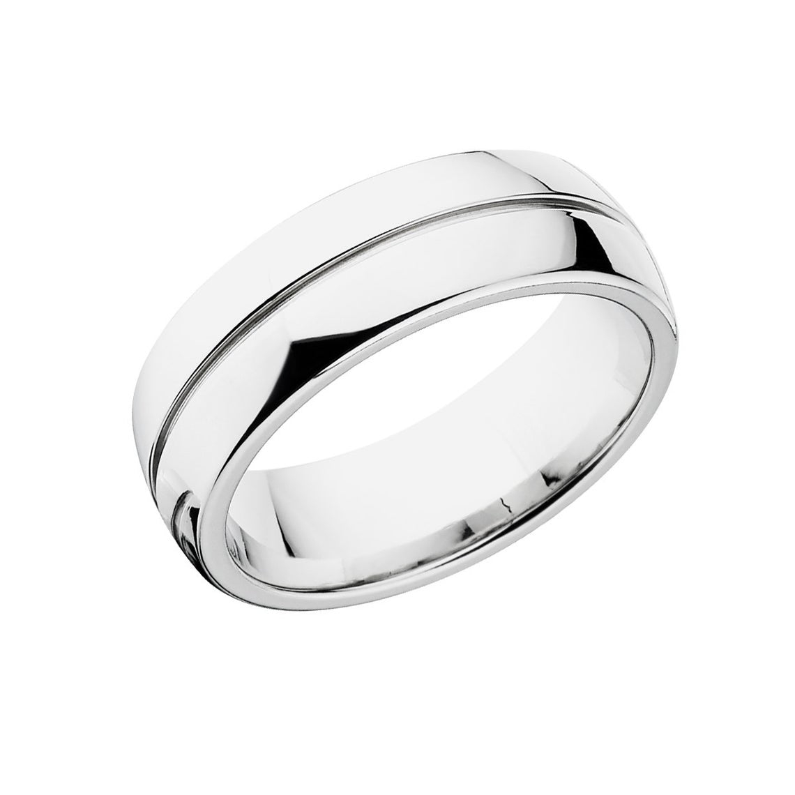 7mm wide cobalt wedding band with a center groove