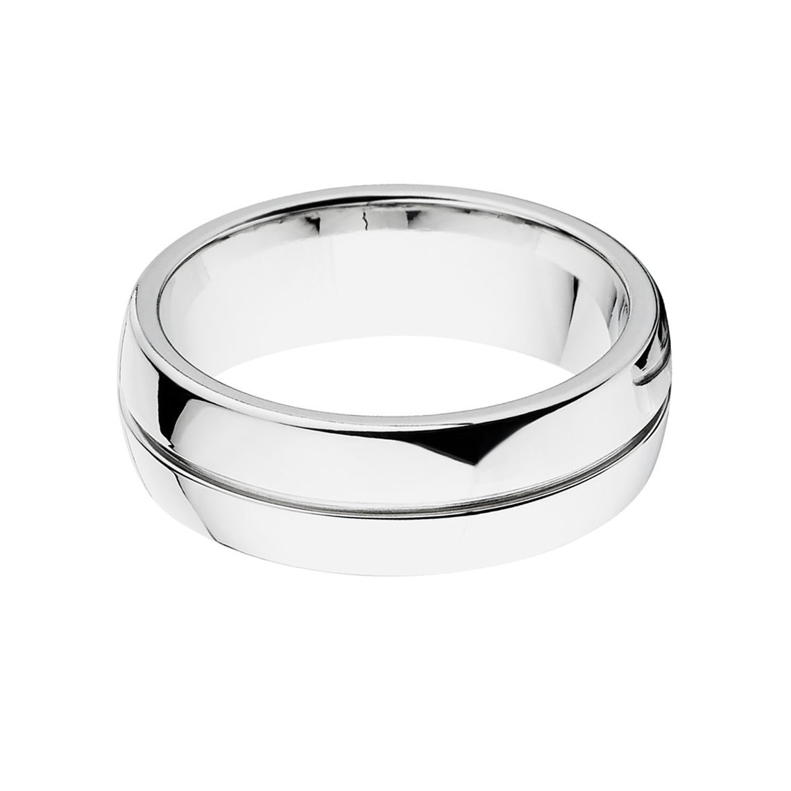 7mm wide cobalt wedding band with a center groove