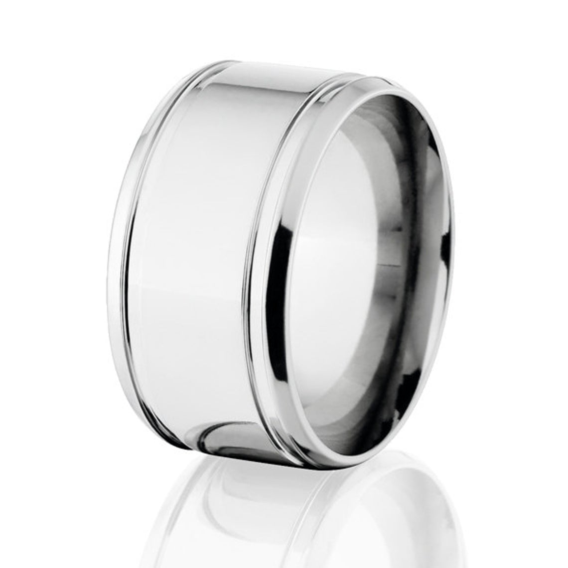 12mm wide cobalt ring with dual edge grooves