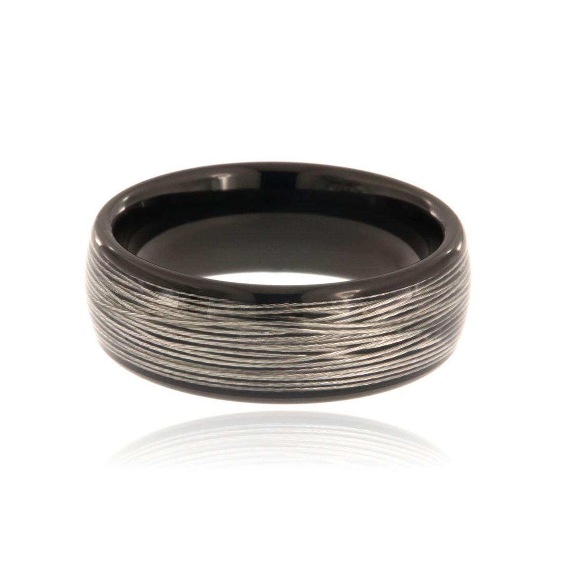 8mm wide tungsten ring with 6mm wire inlay