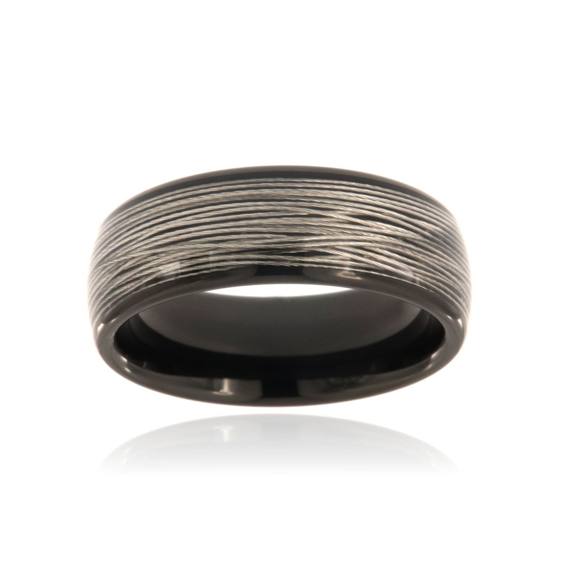 8mm wide tungsten ring with 6mm wire inlay