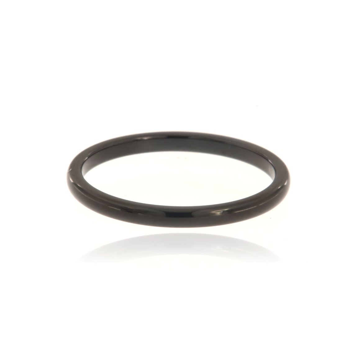 2mm wide tungsten ring with a polished finish and rounded profile