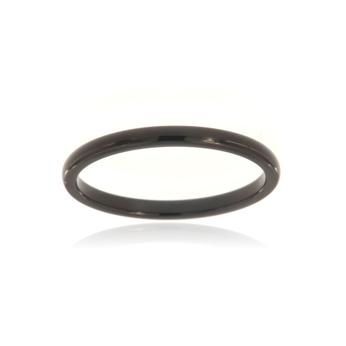 2mm wide tungsten ring with a polished finish and rounded profile