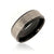 8mm wide tungsten ring with a silver-like hammered center and grooved edges