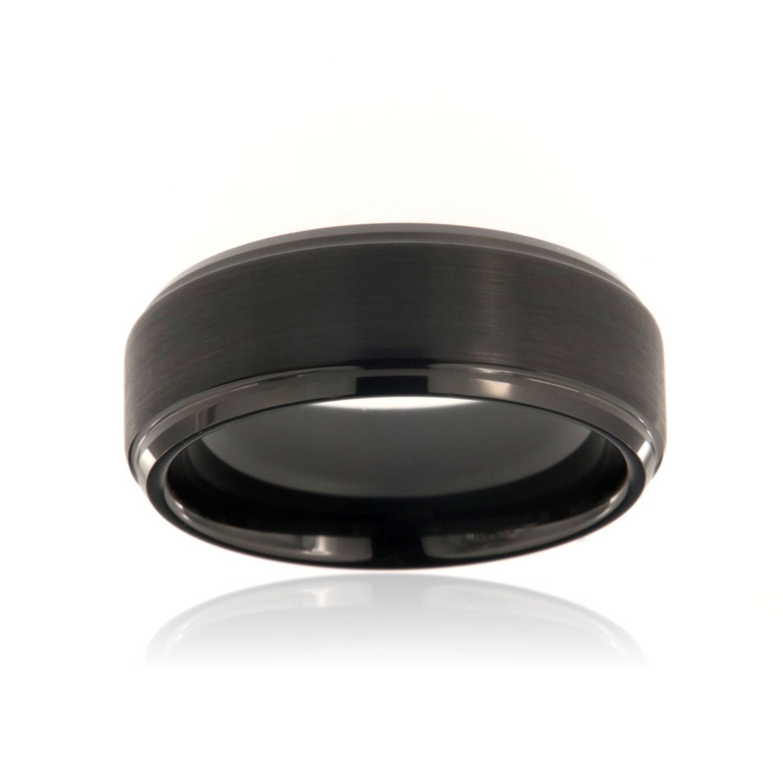 8mm wide black tungsten with matte finish and beveled edges