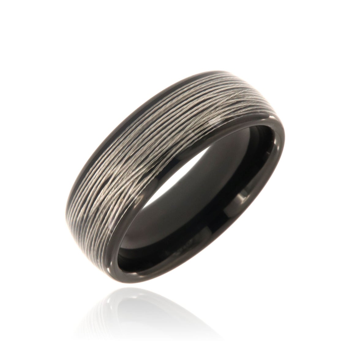 8mm wide tungsten ring with 6mm wire inlay
