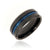 8mm wide tungsten ring with a blue centered inlay and beveled edges