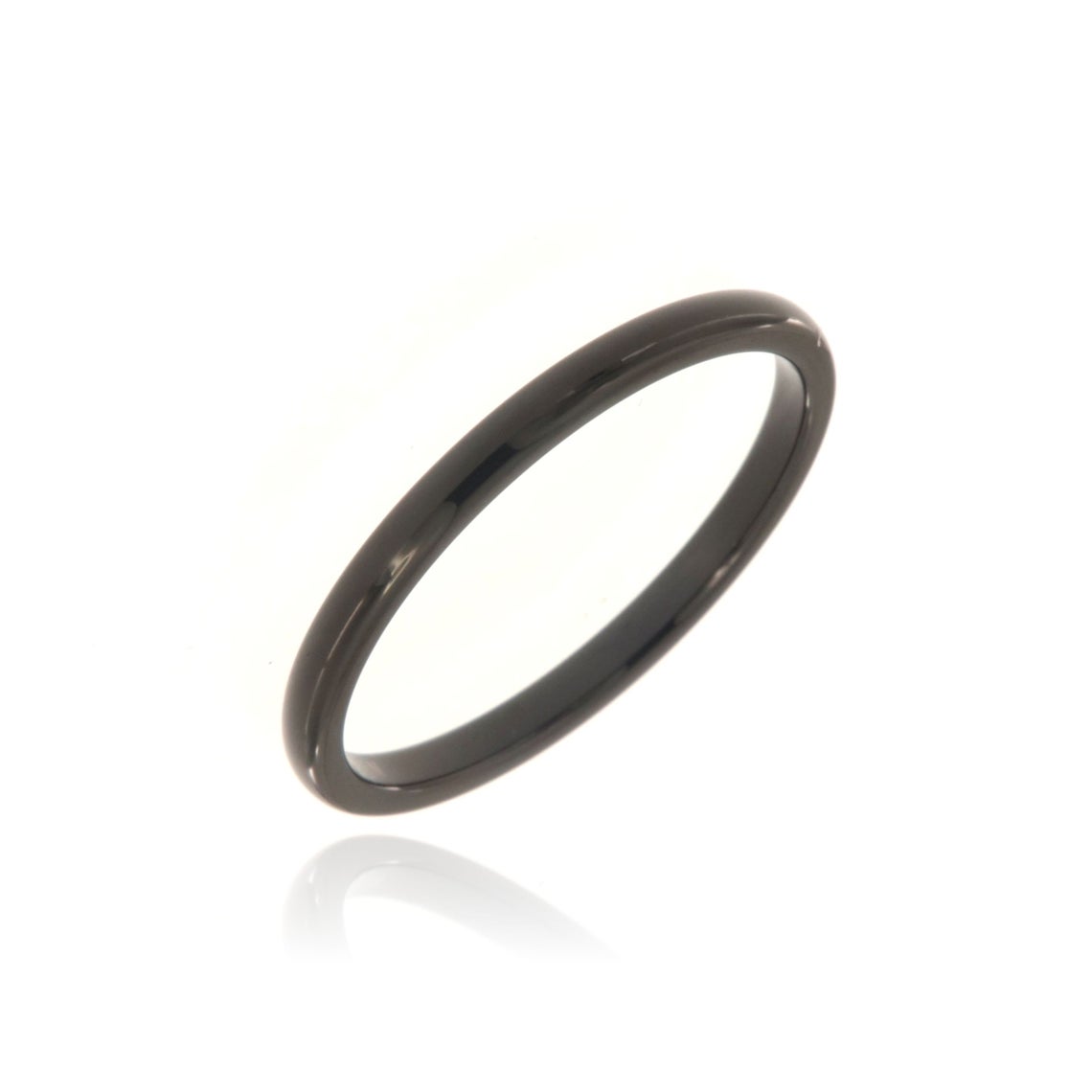 2mm wide tungsten ring with a polished finish and rounded profile