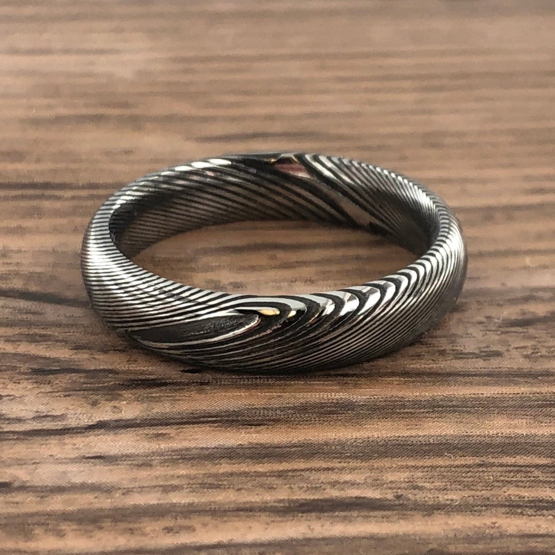 5mm wide Damascus steel wedding band