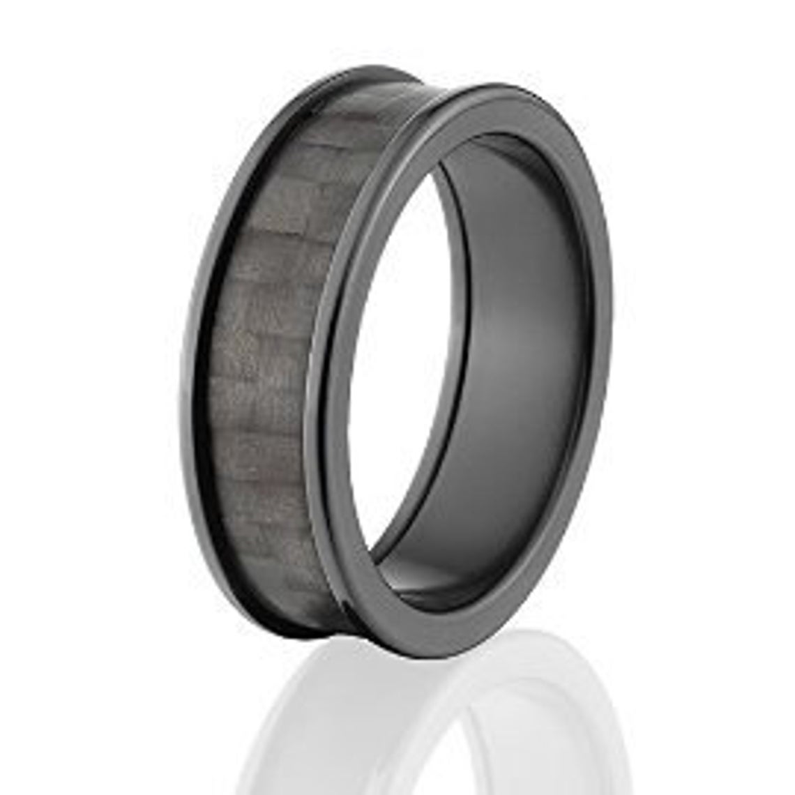 7mm wide black carbon fiber ring with black zirconium edges