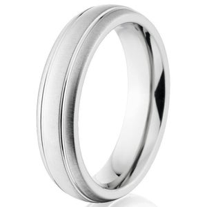 5mm wide cobalt wedding band with dual edge grooves