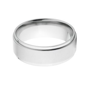 8mm wide cobalt ring with a raised-center and brush finish
