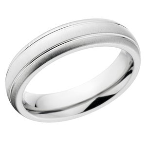 5mm wide cobalt wedding band with dual edge grooves