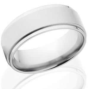 8mm wide cobalt ring with a raised-center and brush finish