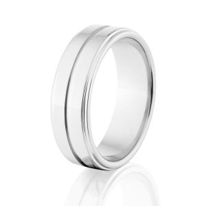 7mm wide cobalt wedding band with a center groove