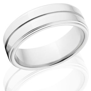 7mm wide cobalt wedding band with a center groove