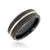 8mm wide black tungsten ring with a center silver inlay and beveled edges