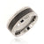 10mm wide tungsten ring with black carbon fiber inlay, small vertical grooves on beveled edges