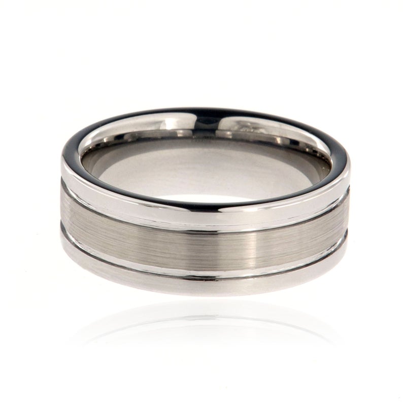 8mm wide tungsten with dual grooves and polished edges