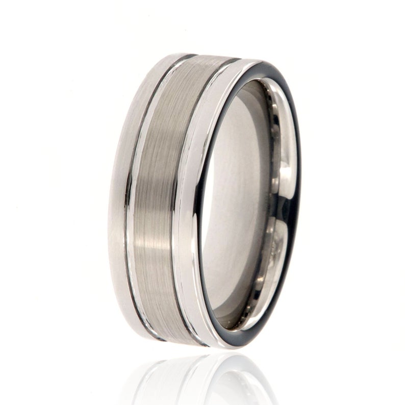 8mm wide tungsten with dual grooves and polished edges