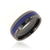 8mm wide black tungsten ring with a blue carbon fiber inlay and rounded profile