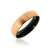 6mm wide tungsten ring with a black sleeve and rose gold finish and rounded profile