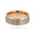 8mm wide rose gold tungsten ring with gray center and beveled edges