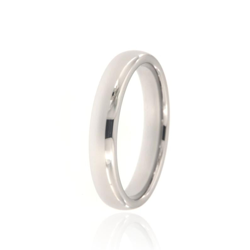4mm wide tungsten ring with polish finish and beveled edges