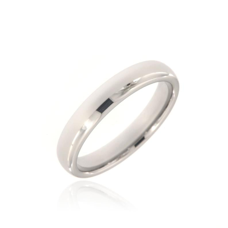 4mm wide tungsten ring with polish finish and beveled edges